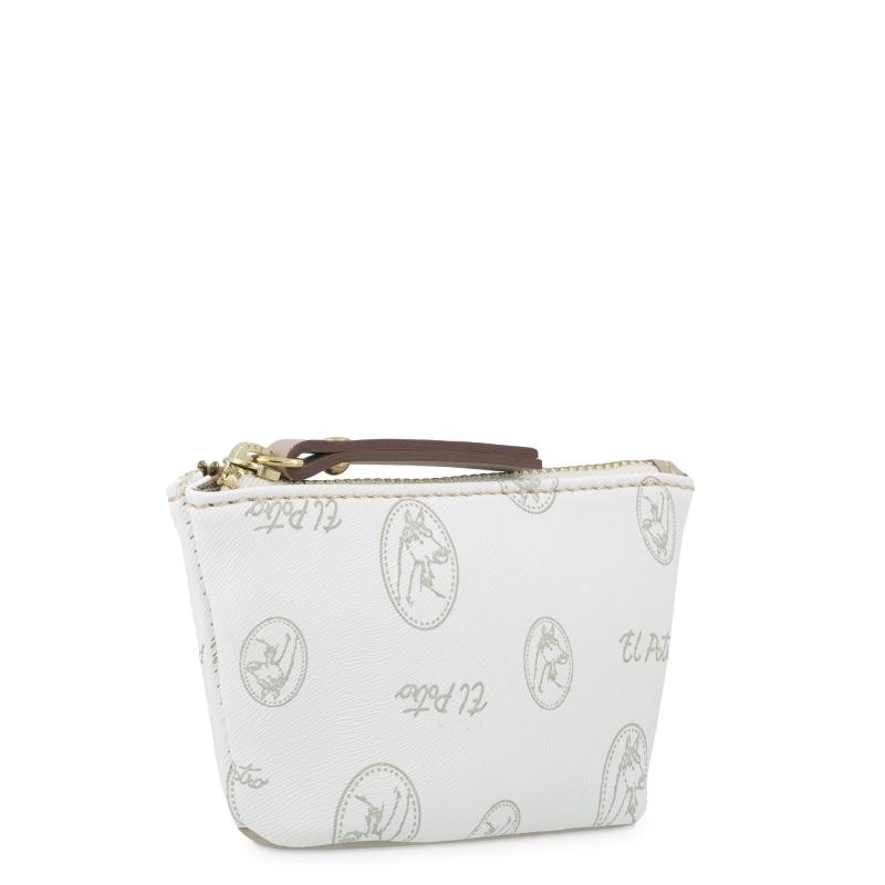 El Potro Monedero Mujer En Lona Y Piel Vacuno Color Blanco - Vintage