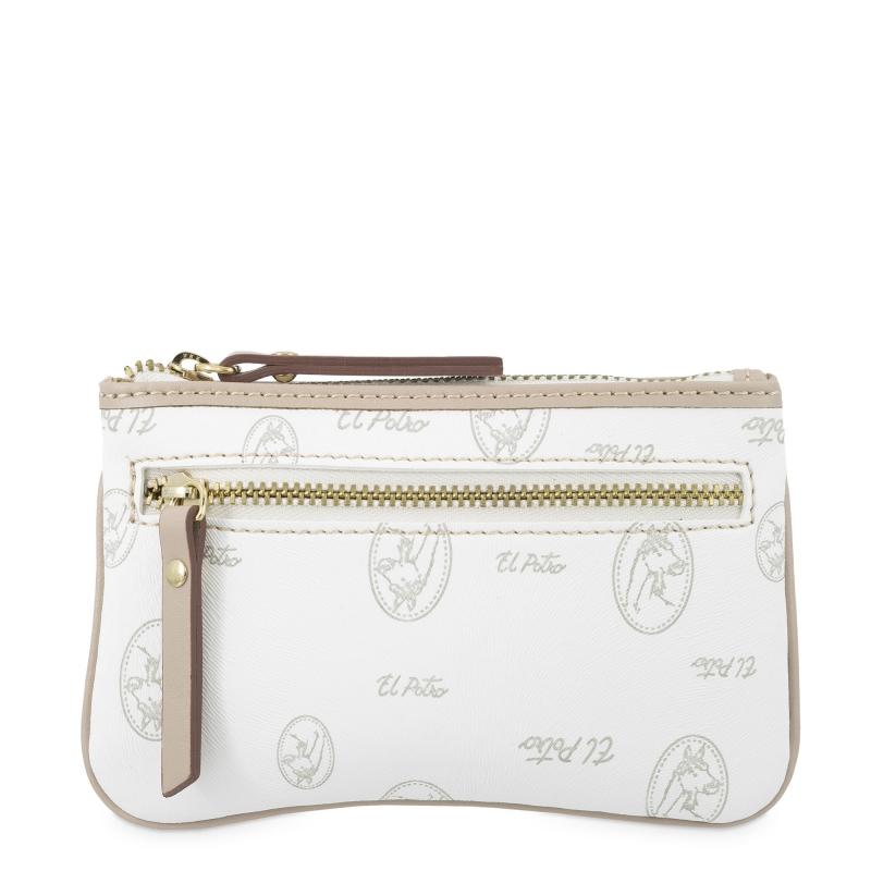 El potro Monedero mujer en lona y piel vacuno color blanco- Vintage
