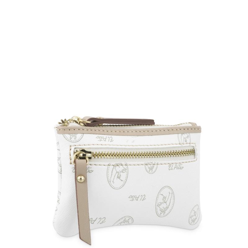 El Potro Monedero Mujer En Lona Y Piel Vacuno Color Blanco - Vintage