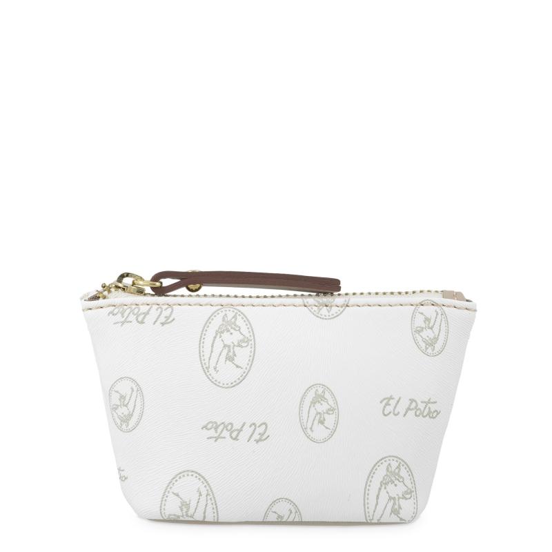 El potro Monedero mujer en lona y piel vacuno color blanco - Vintage