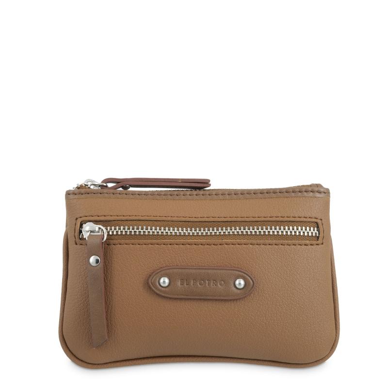 El potro Monedero mujer en lona y piel vacuno color cuero casual - E L P O T R O