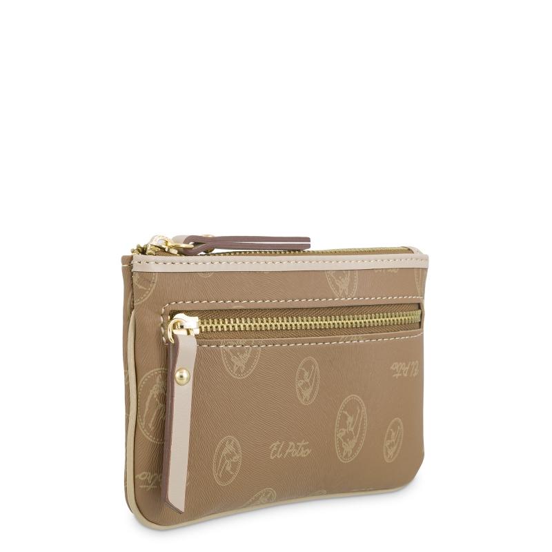 El Potro Monedero Mujer En Lona Y Piel Vacuno Color Cuero - Vintage