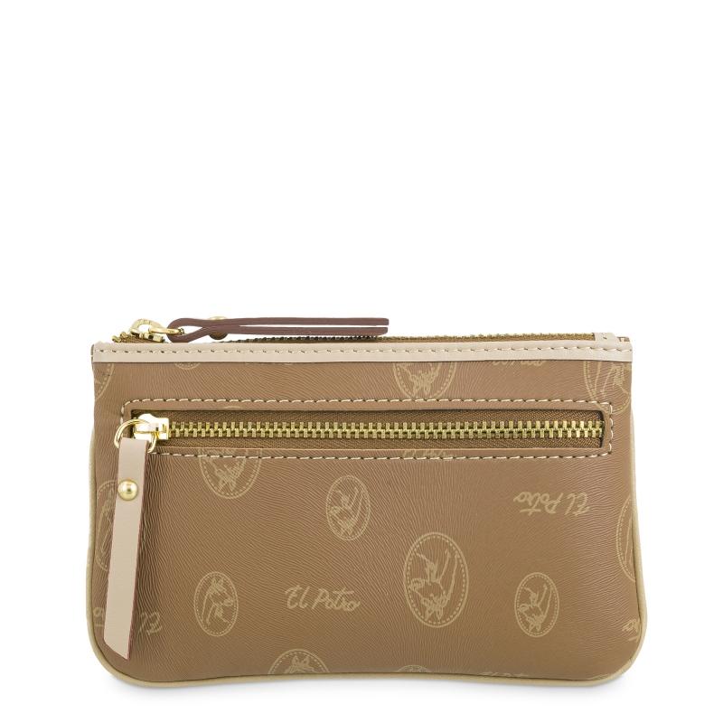 El potro Monedero mujer en lona y piel vacuno color cuero - Vintage