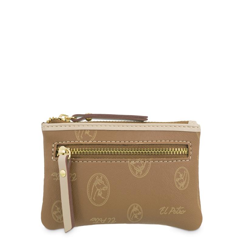 El potro Monedero mujer en lona y piel vacuno color cuero - Vintage