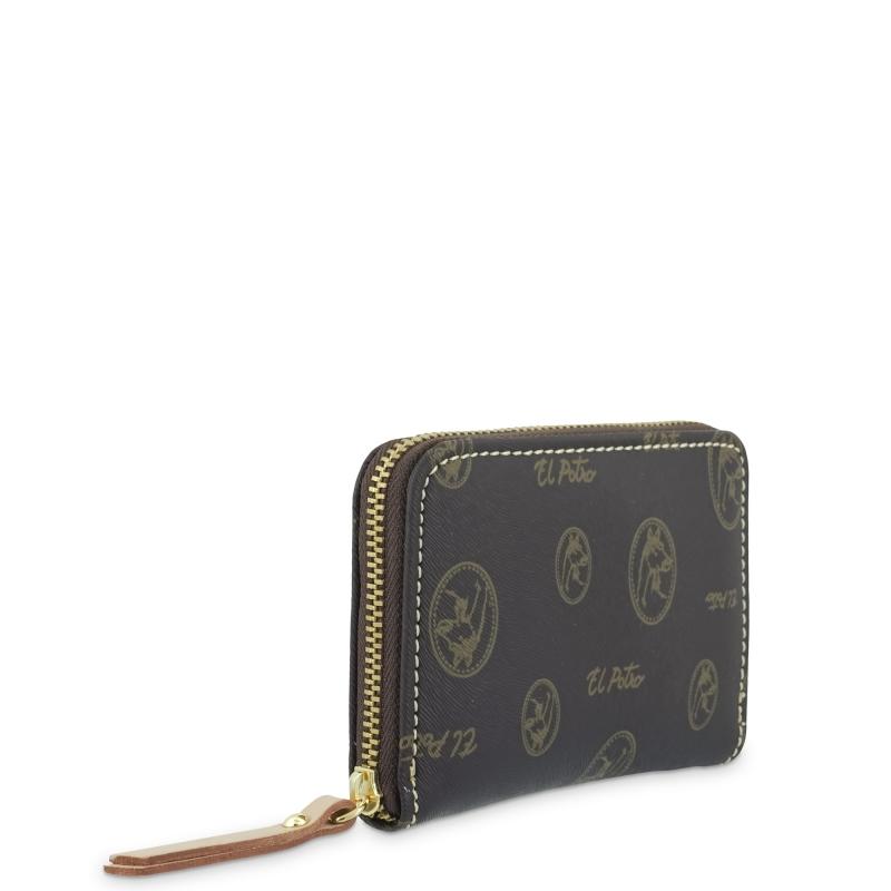 El Potro Monedero Mujer En Lona Y Piel Vacuno Color Marrón - Vintage