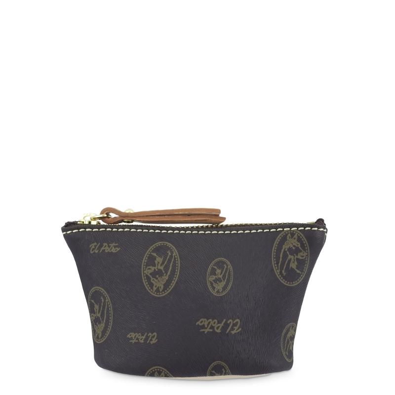 El potro Monedero mujer en lona y piel vacuno color marrón - Vintage