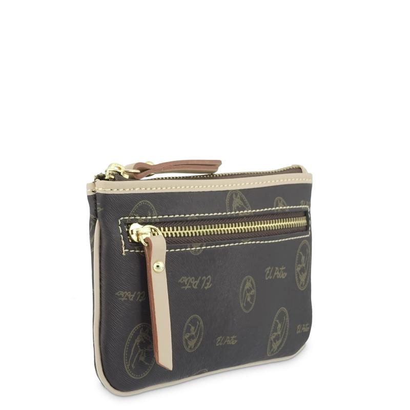 El Potro Monedero Mujer En Lona Y Piel Vacuno Color Marrón - Vintage