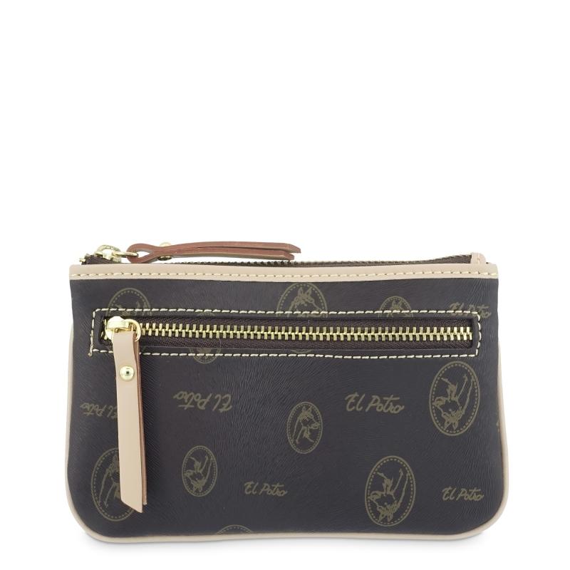 El potro Monedero mujer en lona y piel vacuno color marrón - Vintage