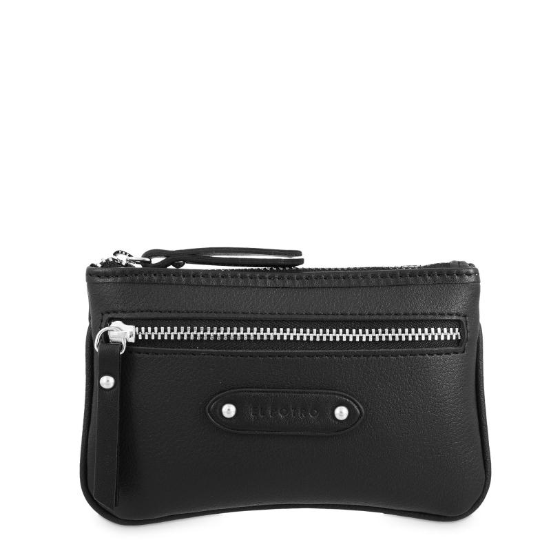 El potro Monedero mujer en lona y piel vacuno color negro casual - E L P O T R O
