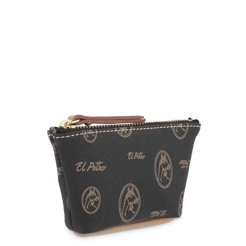 El Potro Monedero Mujer En Lona Y Piel Vacuno Color Negro - Vintage