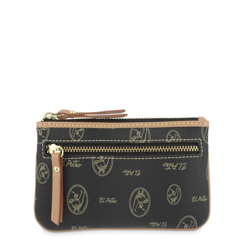 El potro Monedero mujer en lona y piel vacuno color negro - Vintage