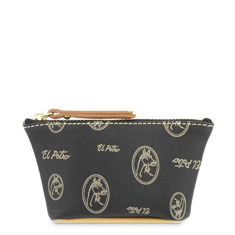 El potro Monedero mujer en lona y piel vacuno color negro - Vintage