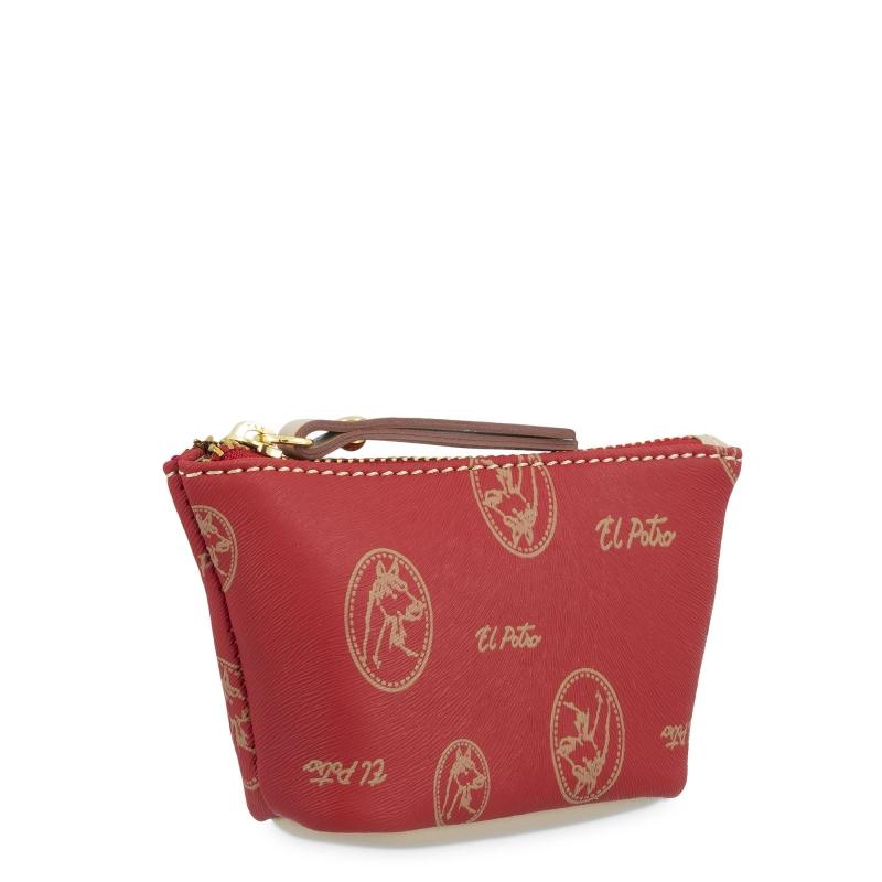 El Potro Monedero Mujer En Lona Y Piel Vacuno Color Rojo - Vintage