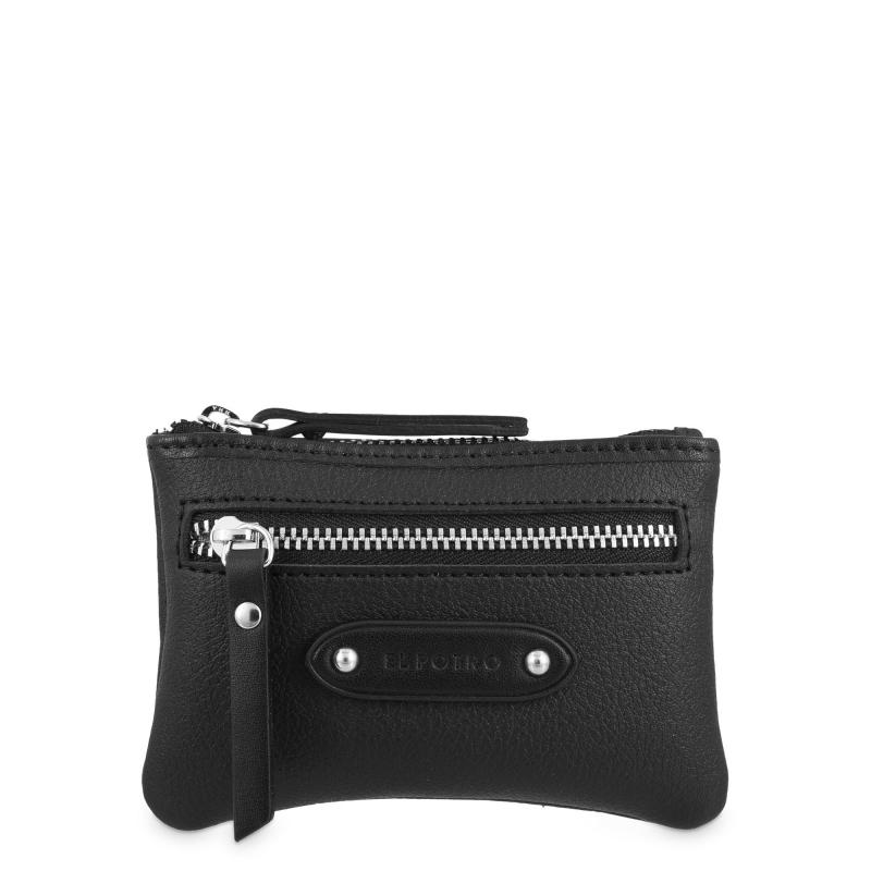 El potro Monedero pequeño mujer en lona y piel vacuno color negro casual - E L P O T R O