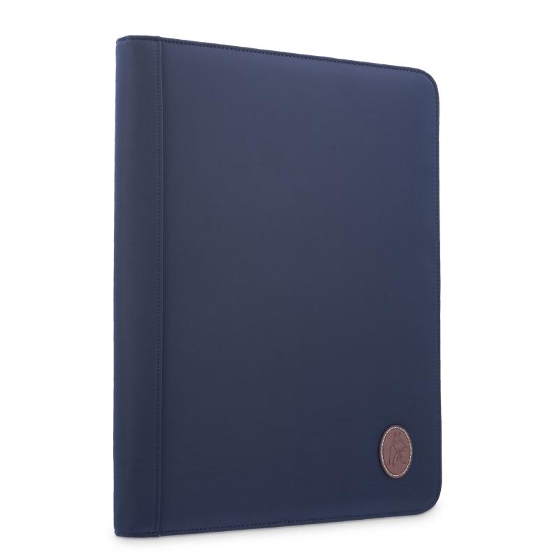 El Potro Porta Documentos Unisex En Lona Azul Y Piel Vacuno Color Cuero-Paris