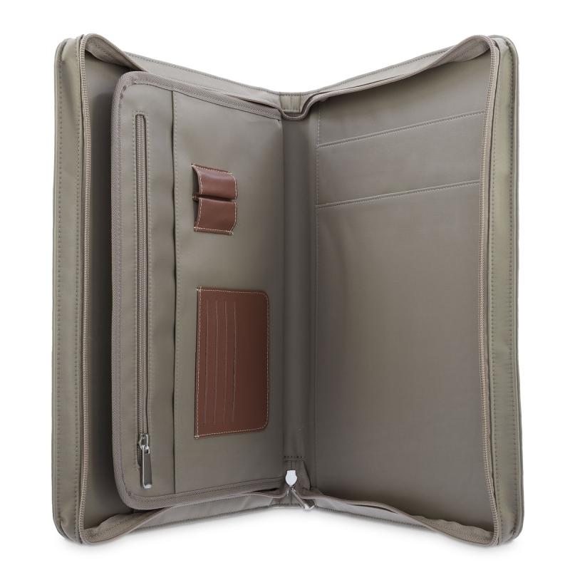 El Potro Porta Documentos Unisex En Lona Taupe Y Piel Vacuno Color Cuero-Paris