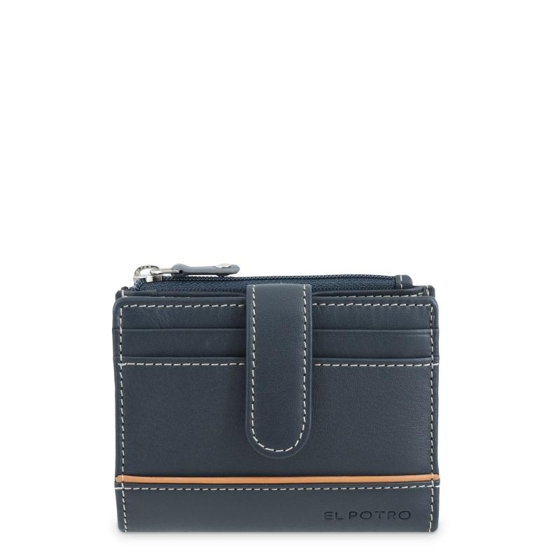 El potro Tarjetero monedero interior de hombre en piel vacuno azul urban-E L P O T R O