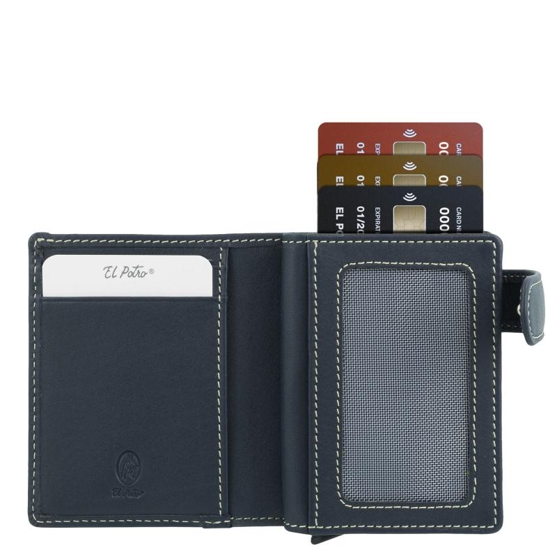 El Potro Tarjetero Protector En Piel Vacuno Color Azul Urban-E L P O T R O