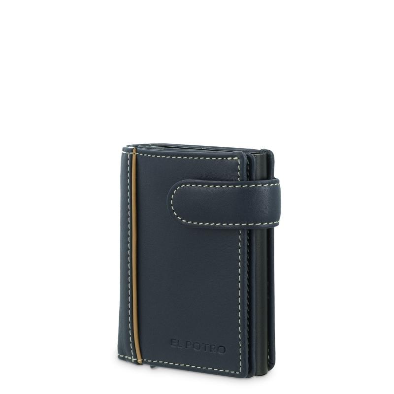 El Potro Tarjetero Protector En Piel Vacuno Color Azul Urban-E L P O T R O