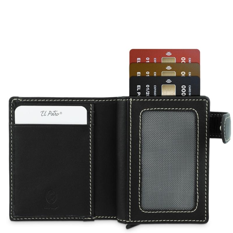 El Potro Tarjetero Protector En Piel Vacuno Color Negro Urban-E L P O T R O