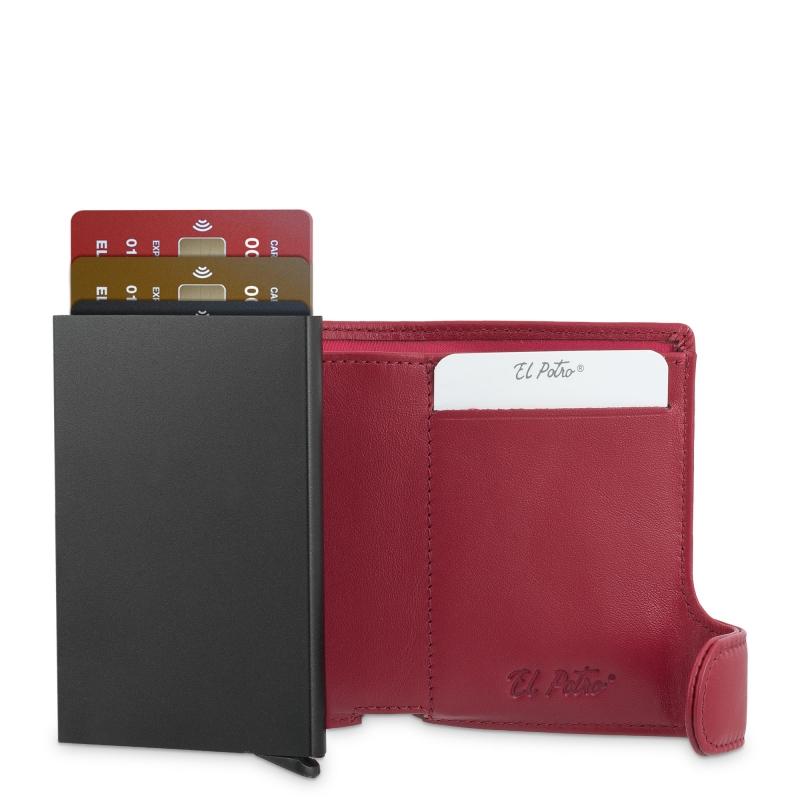 El Potro Tarjetero Protector En Piel Vacuno Color Rojo Bostón-E L P O T R O