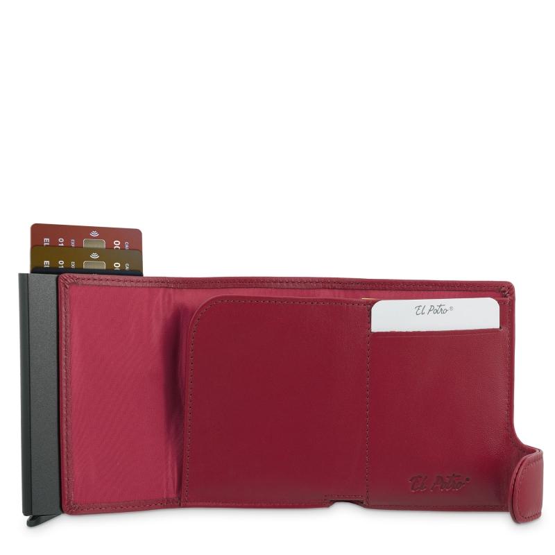 El Potro Tarjetero Protector En Piel Vacuno Color Rojo Bostón-E L P O T R O