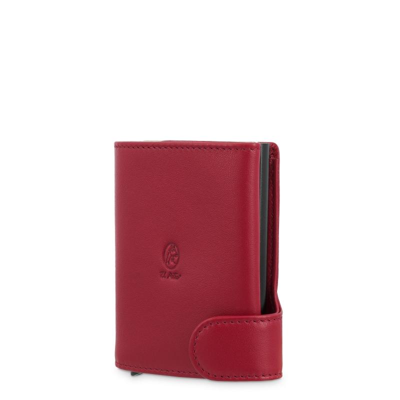 El Potro Tarjetero Protector En Piel Vacuno Color Rojo Bostón-E L P O T R O