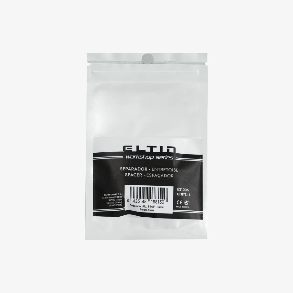 Eltin Separador Alum 1-1/8" - 15mm Neg Mate