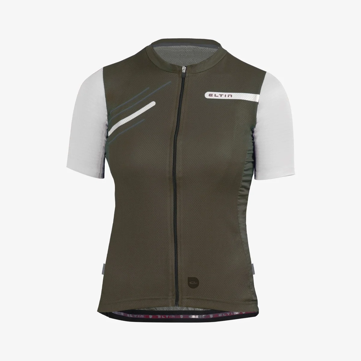 Eltin Maillot Mujer Glorious Manga Corta Verde oliva y Blanco