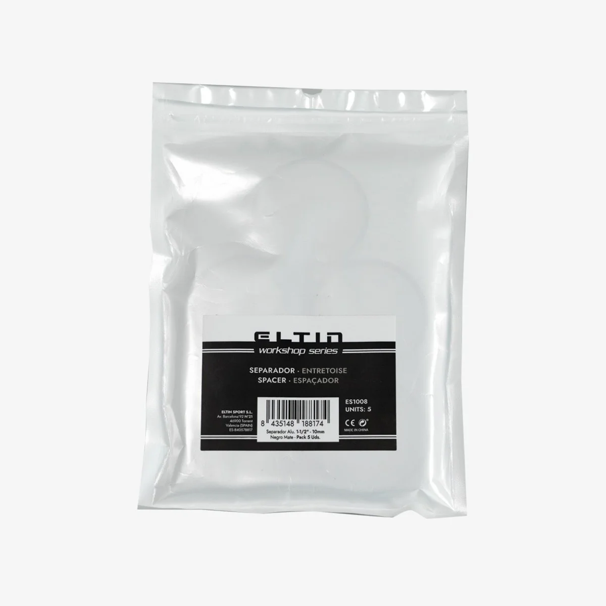 Eltin Pack (5 Uds) Separadores Alum 1-1/2" - 10mm Neg Mate