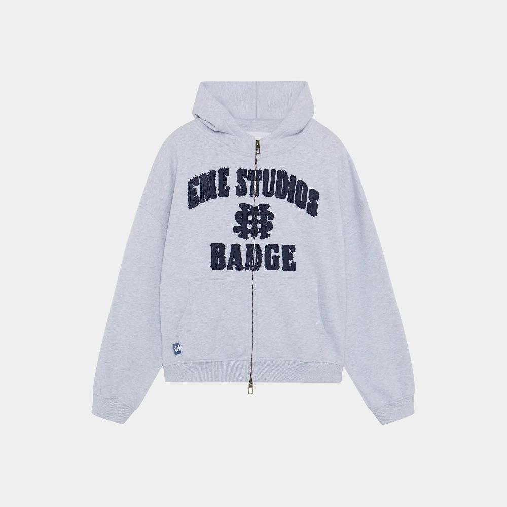 Eme Badge Heather Grey Full Zip