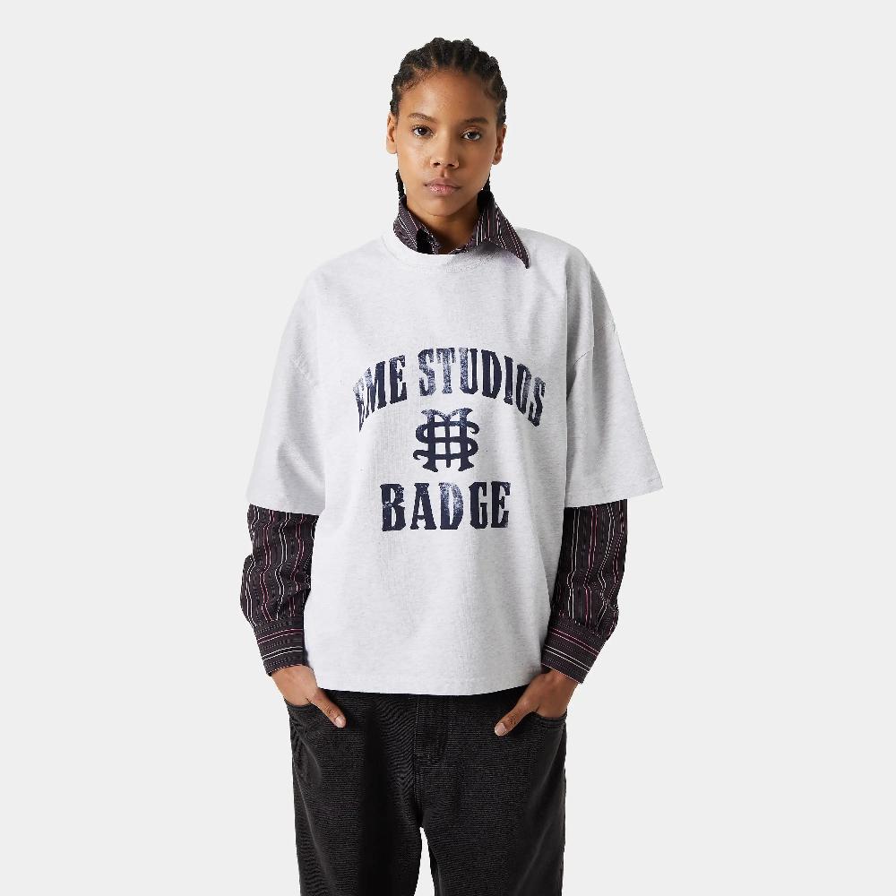 Eme Badge Heather Grey Oversized Tee