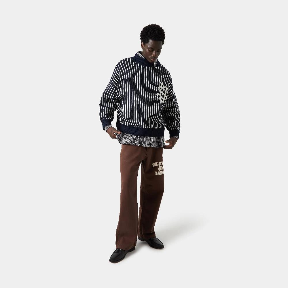 Eme Badge Navy Stripes Knit