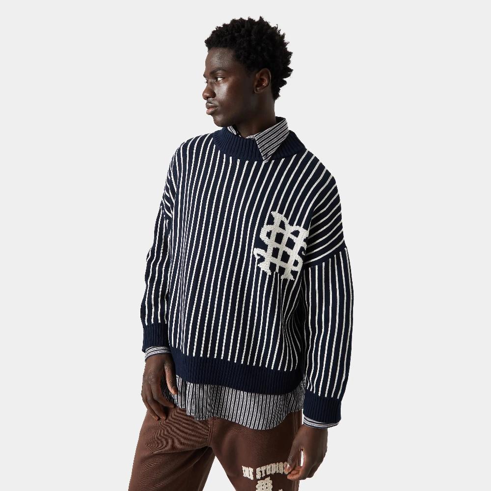 Eme Badge Navy Stripes Knit