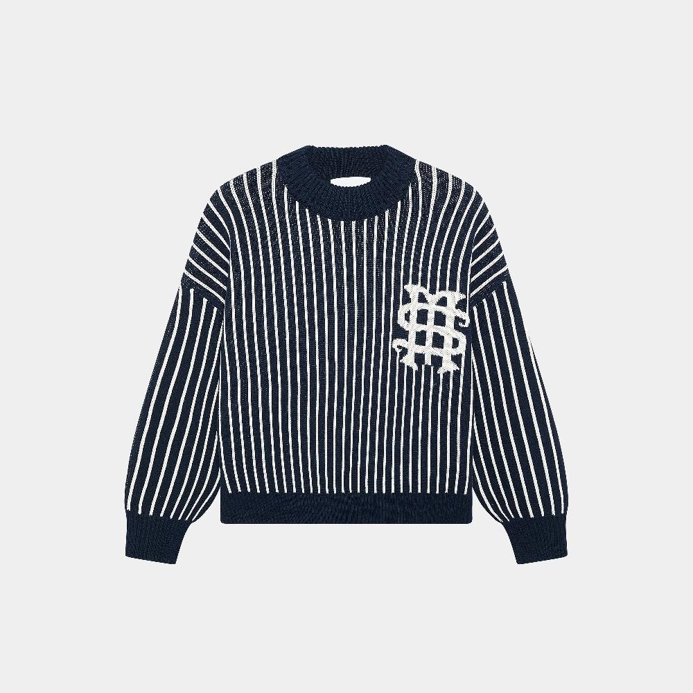 Eme Badge Navy Stripes Knit