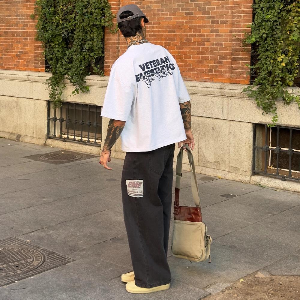 Eme Caps Heather Grey Oversized Tee