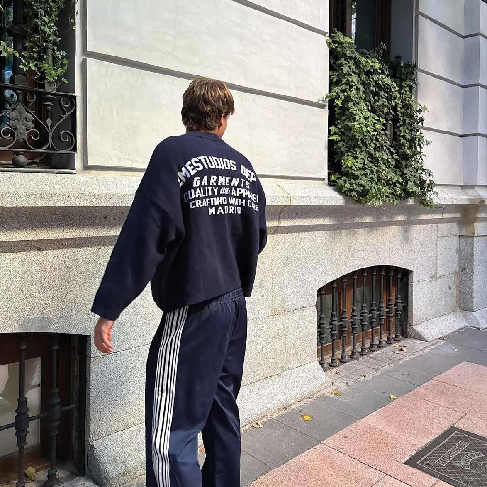 Eme Department Navy Jacquard Oversized Knit