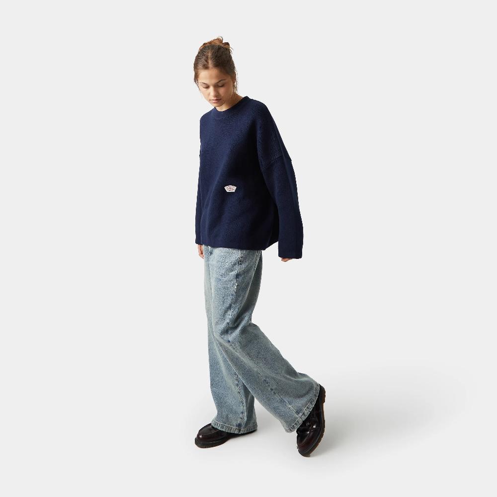 Eme Department Navy Jacquard Oversized Knit
