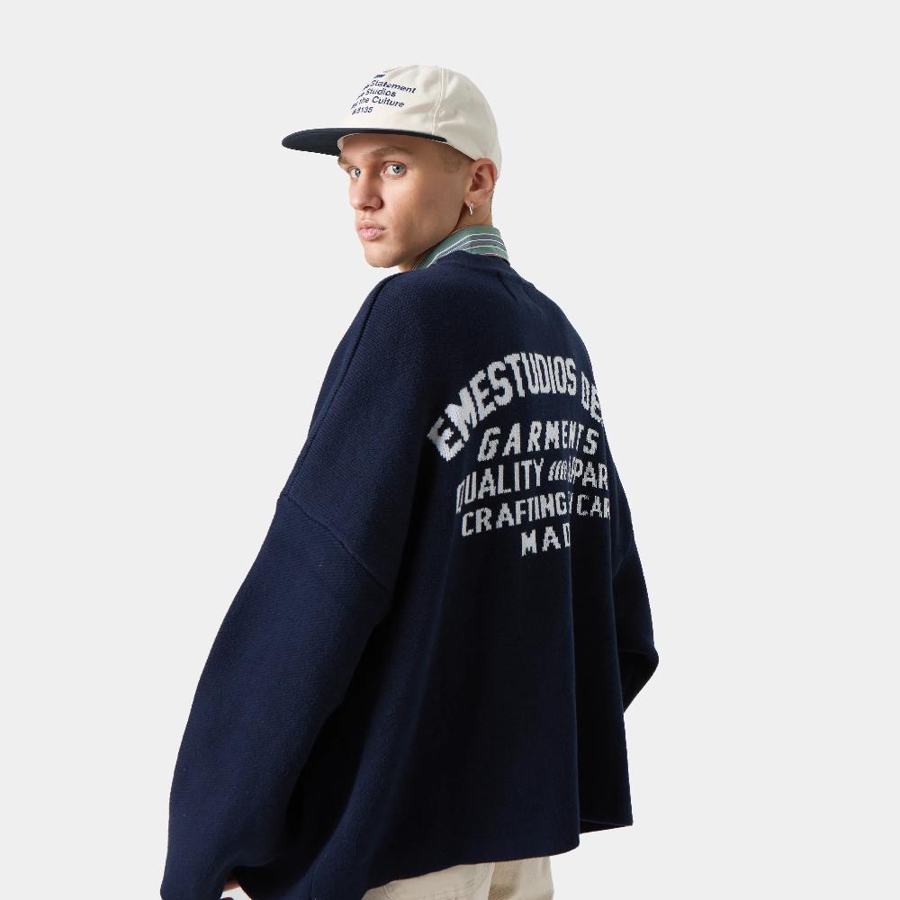 Eme Department Navy Jacquard Oversized Knit