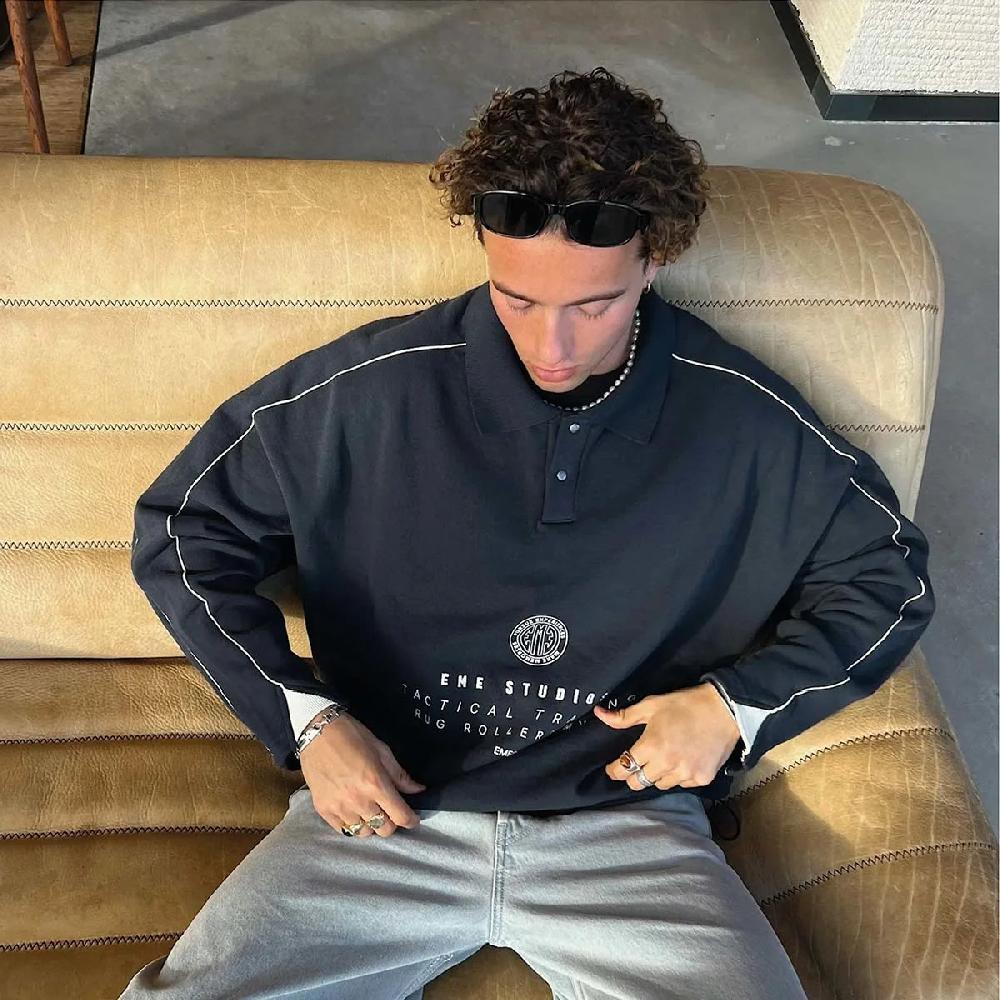 Eme Fraser Navy Polo Sweatshirt