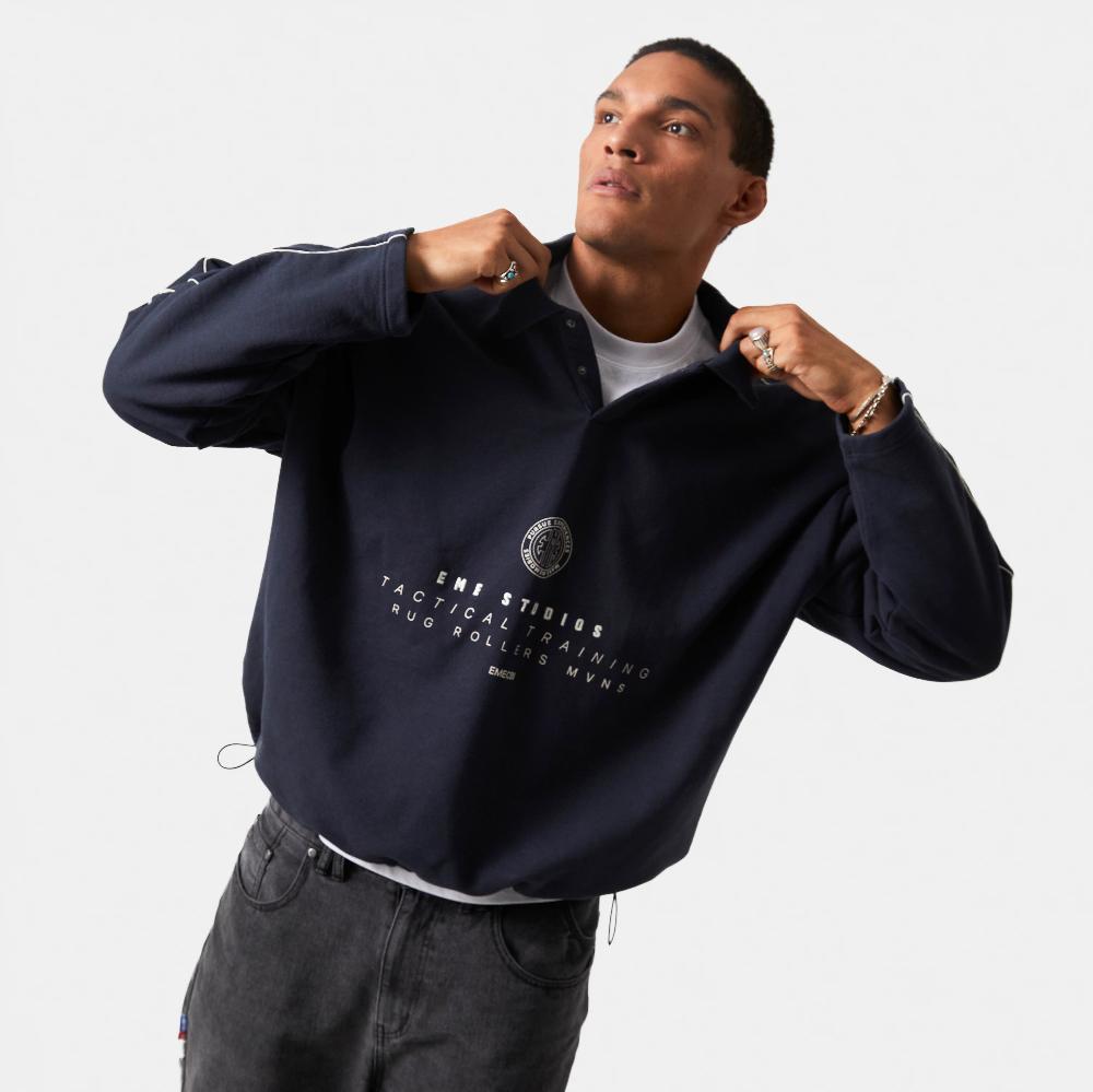 Eme Fraser Navy Polo Sweatshirt