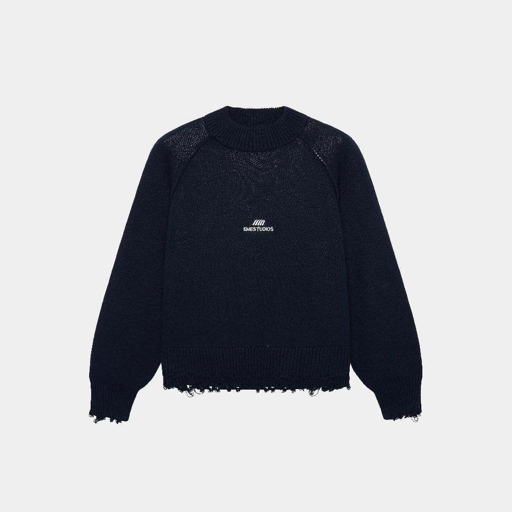 Eme Fray Navy Knit Sweater
