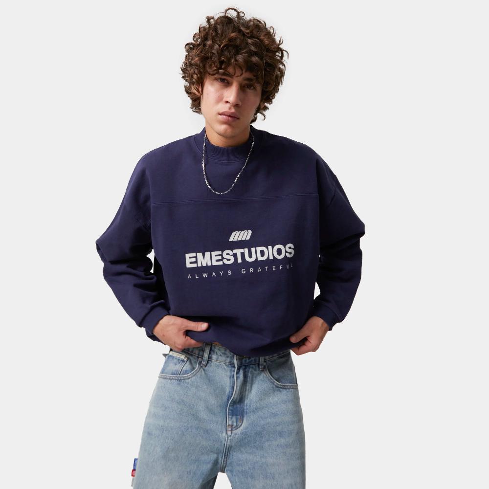 Eme Hallmark Navy Oversized Crewneck