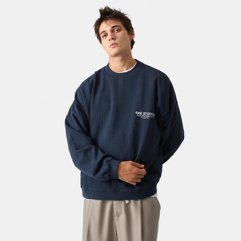 Eme Iconic Navy Oversized Crewneck