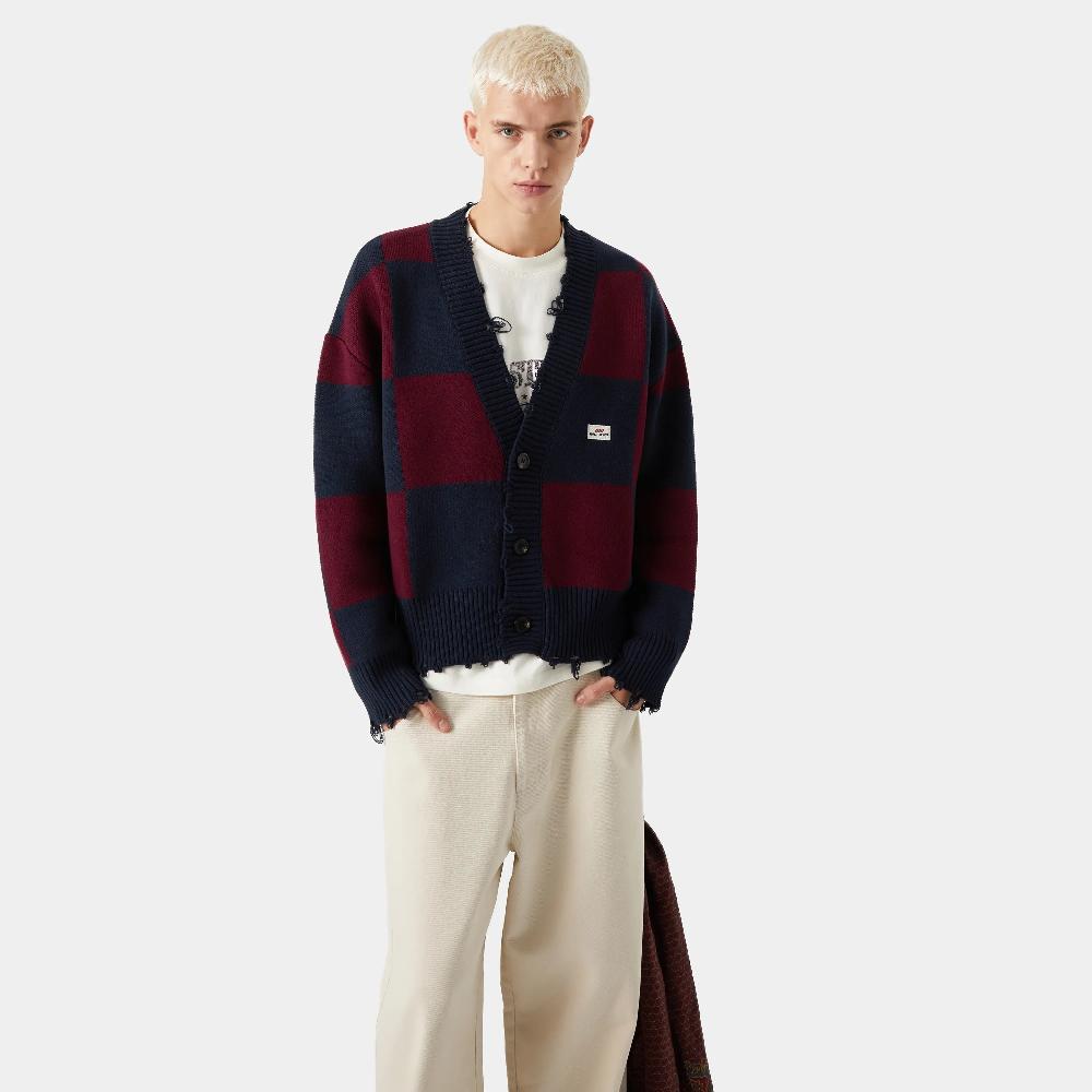 Eme Ivy Squared Navy Port Jacquard Knit Cardigan