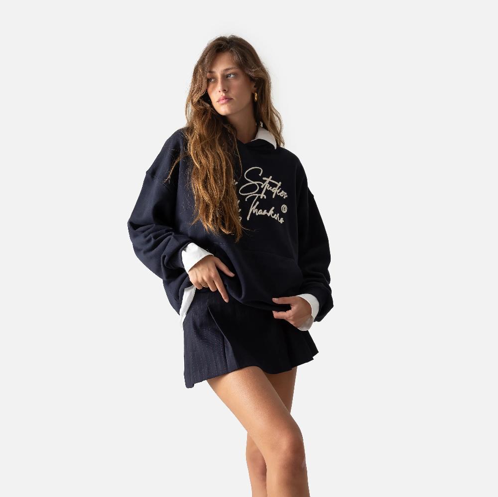 Eme Knot Dark Navy Oversized Hoodie