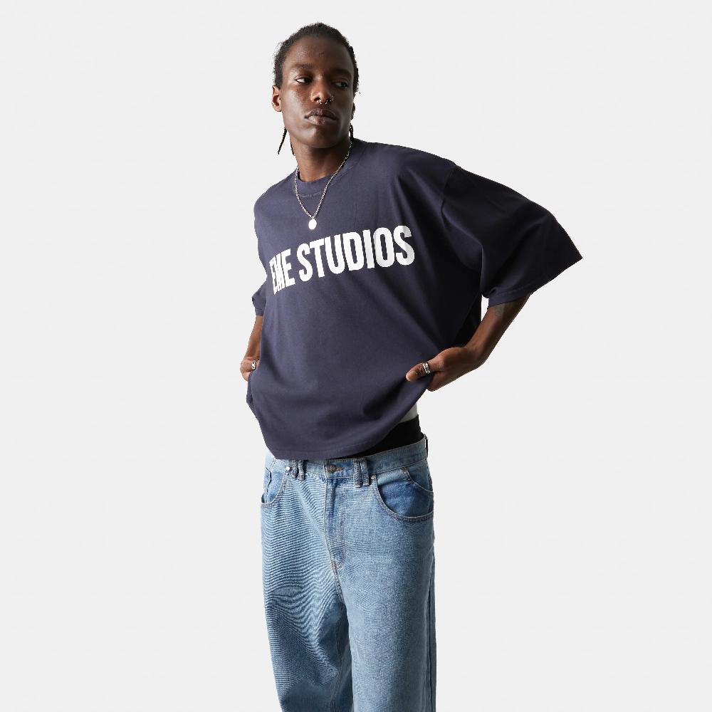 Eme Logo Navy Cropped Boxy Tee