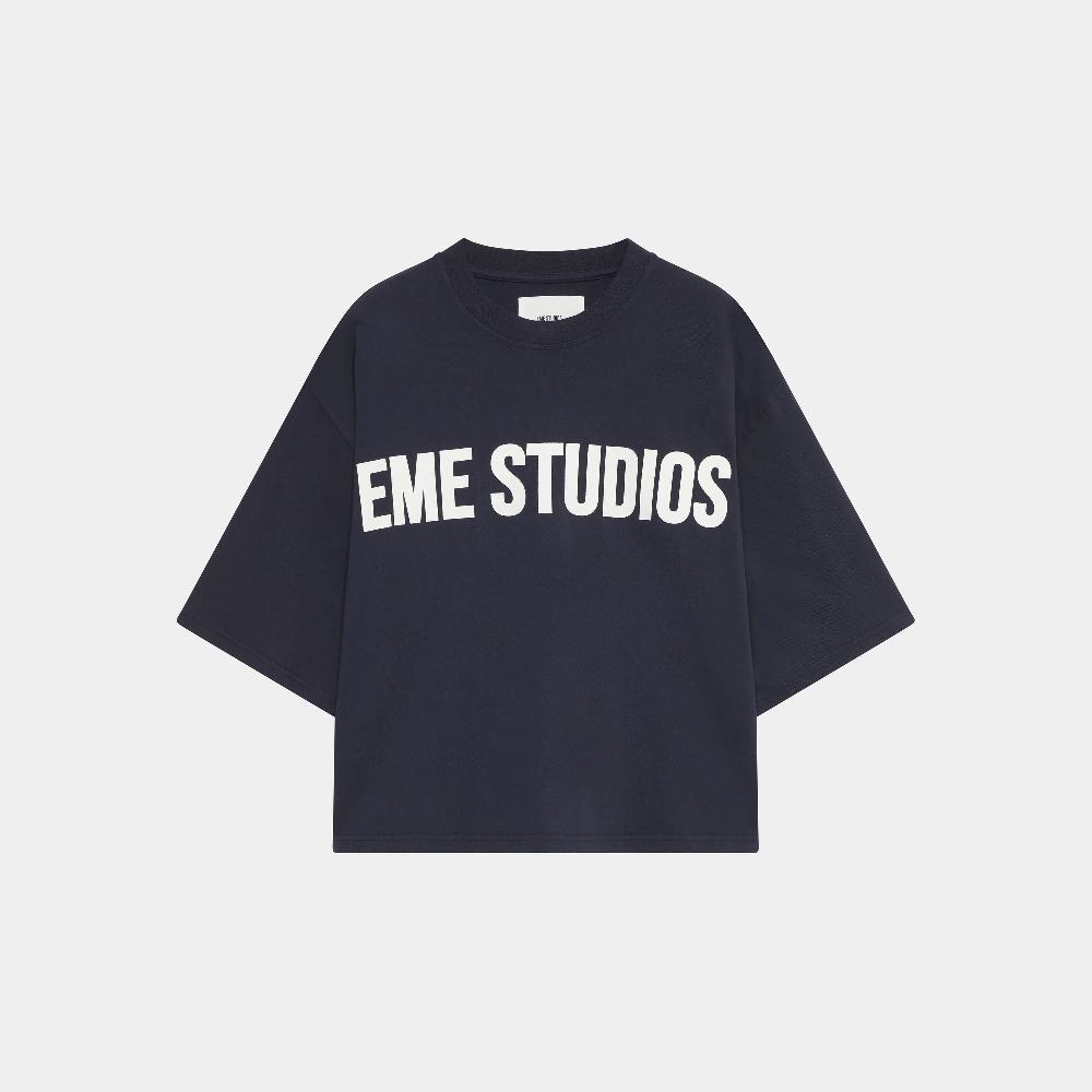 Eme Logo Navy Cropped Boxy Tee