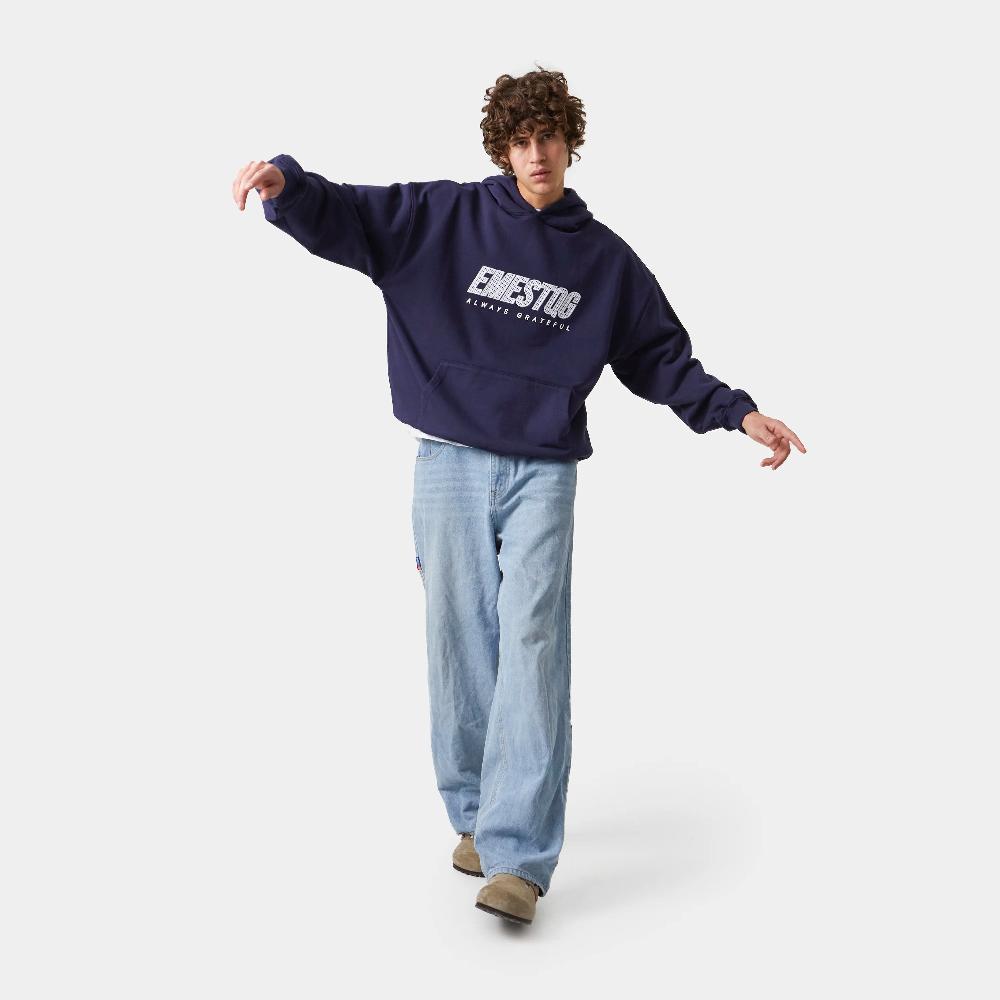 Eme Mesh Navy Oversized Hoodie