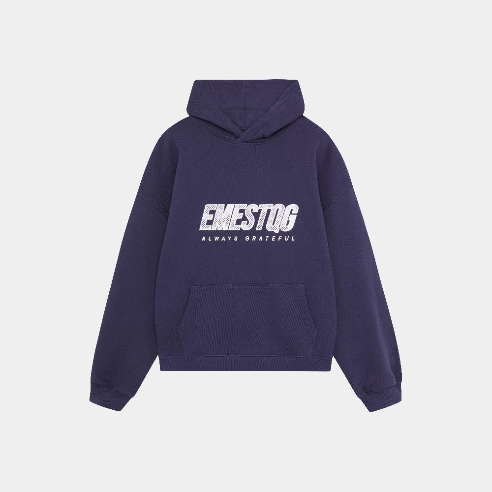 Eme Mesh Navy Oversized Hoodie
